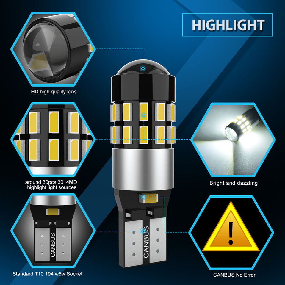 CENMOLL Wholesale T10 W5W Led Canbus Bulbs 194 168 30SMD White 12V led Car Interior Reading Parking Lights for BMW Audi Mercedes