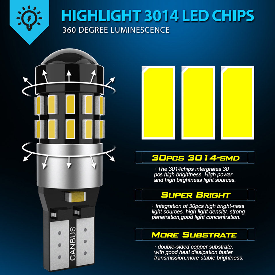 CENMOLL Wholesale T10 W5W Led Canbus Bulbs 194 168 30SMD White 12V led Car Interior Reading Parking Lights for BMW Audi Mercedes