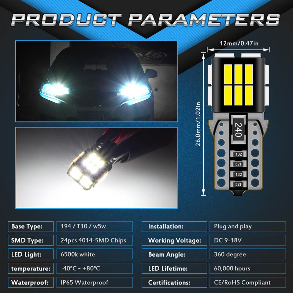 CENMOLL Wholesale T10 led W5W led bulbs led Car Interior Dome Light Parking Lights