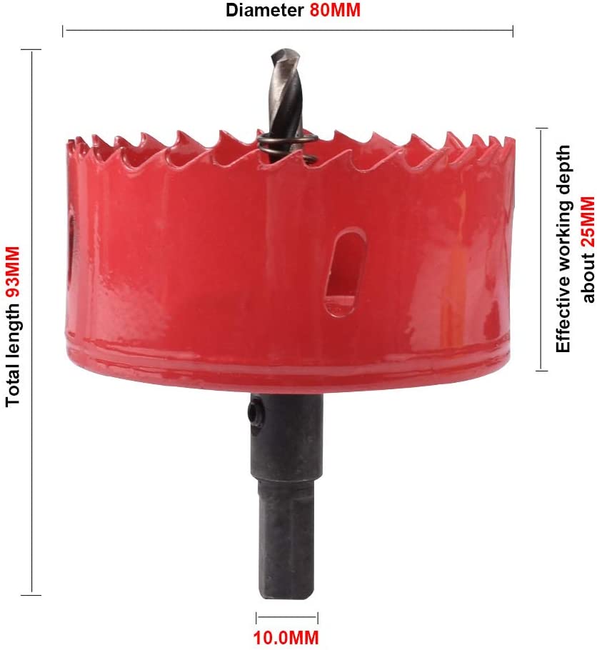 HOHXEN 80mm Hole Saw,M42 HSS Bi-Metal,Hole Opener Drill Bit Cutter Tool for Wood Aluminum Iron Sheet Pipe Plastic