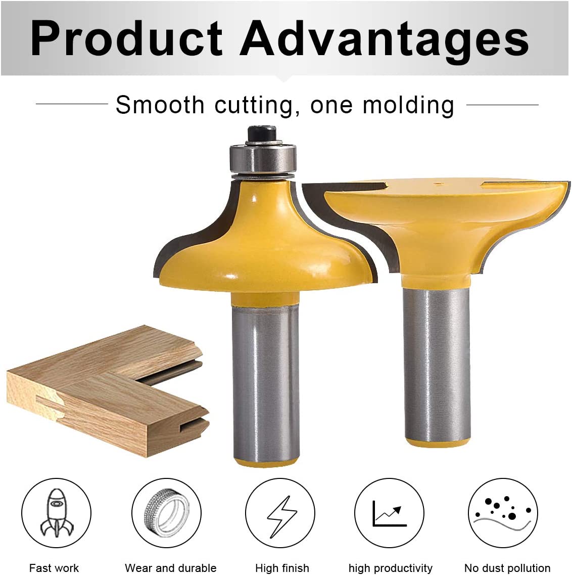 HOHXEN 1/2" Shank Entry Door for Long Tenons Router Bit Woodworking Cutter Woodworking bits Tenon Cutter for Woodworking Tools