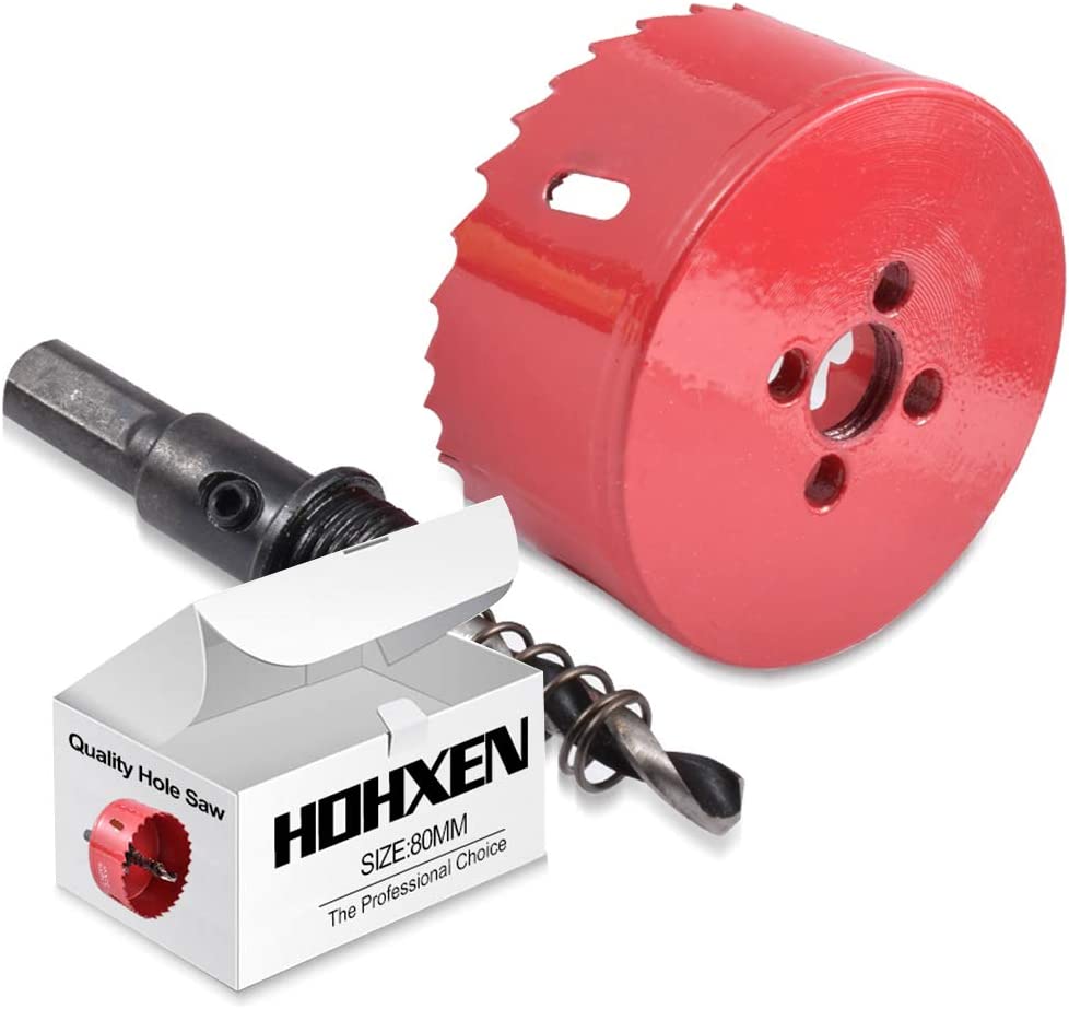 HOHXEN 80mm Hole Saw,M42 HSS Bi-Metal,Hole Opener Drill Bit Cutter Tool for Wood Aluminum Iron Sheet Pipe Plastic